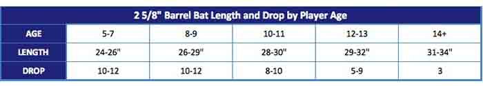 Baseball Bat Drop Weight chart guide